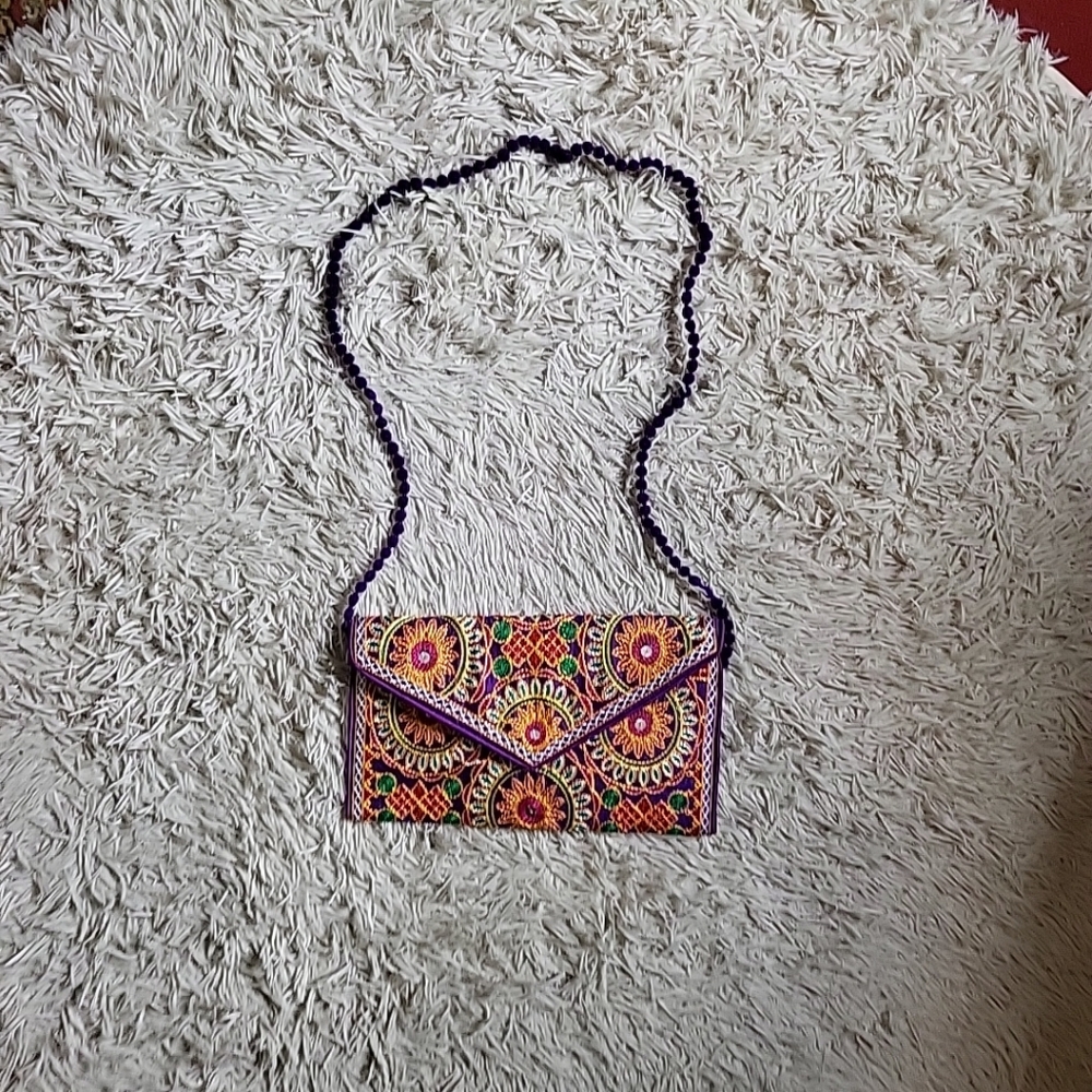 Embroidery Envelope Clutch Crossbody Bag Gypsy Boho Tribal Traditional Festival